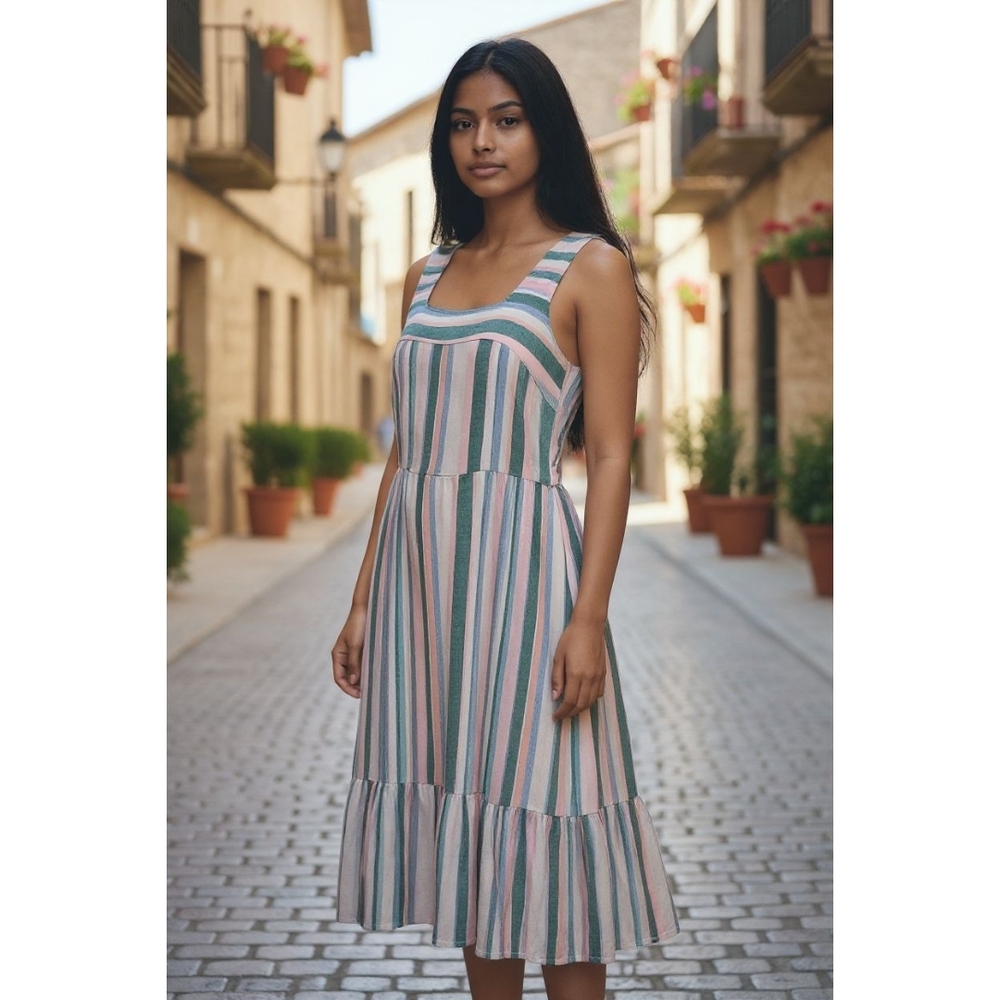 Seven7 Multicolor Striped Midi Dress